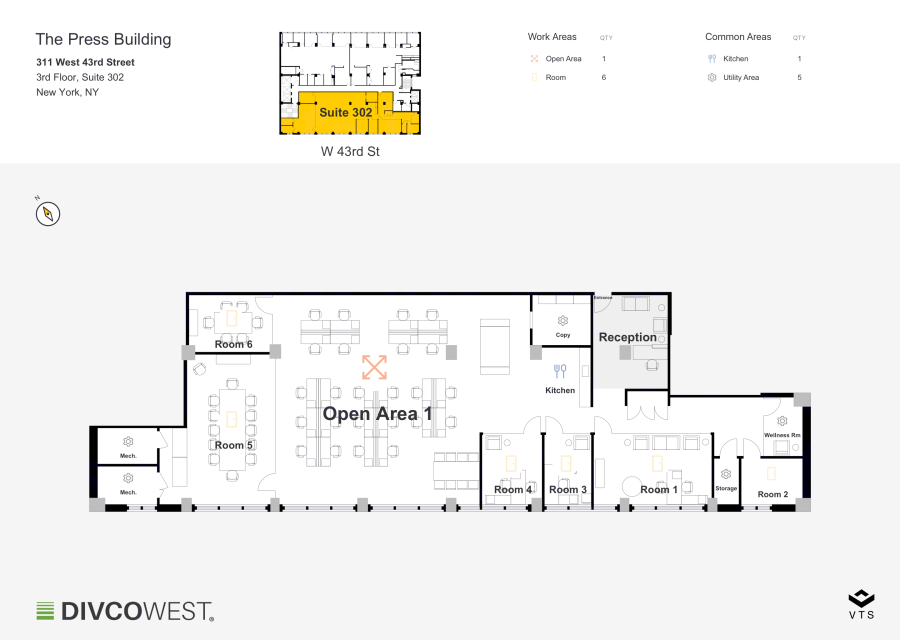 Floor plan of Partial 3rd Floor, Suite 302, The Press Building - 311 West 43rd Street