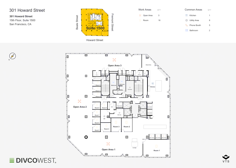 Floor plan of Entire 15th Floor, Suite 1500, 301 Howard Street