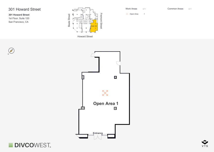 Floor plan of Partial 1st Floor, Suite 120, 301 Howard Street