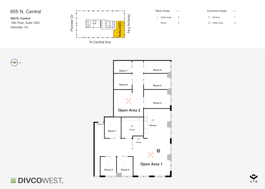 Floor plan of Partial 18th Floor, Suite 1820, 655 N. Central