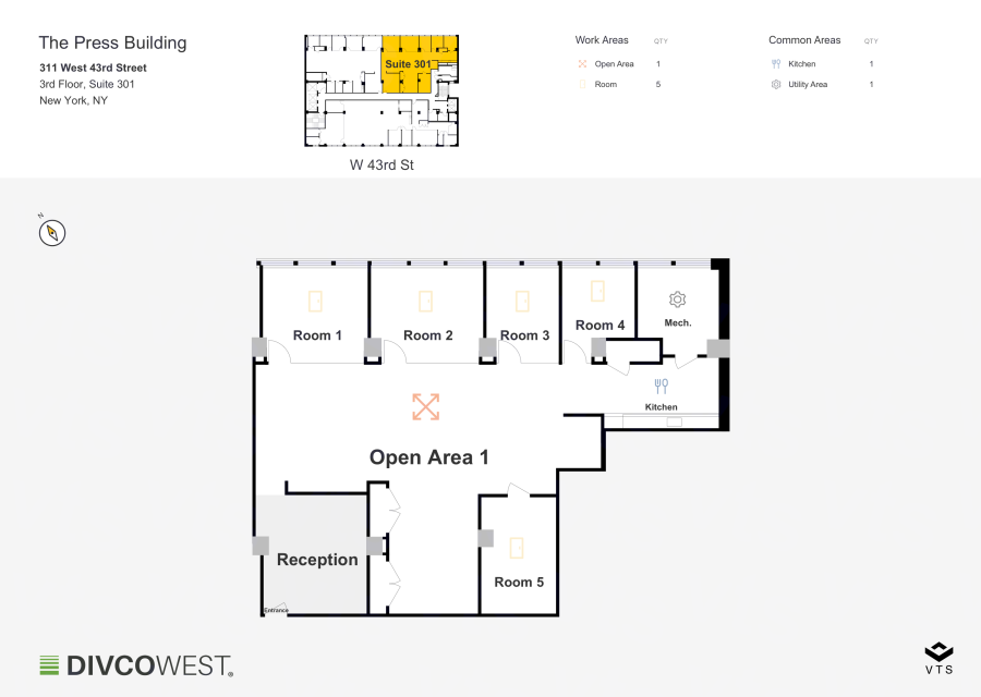 Floor plan of Partial 3rd Floor, Suite 301, The Press Building - 311 West 43rd Street