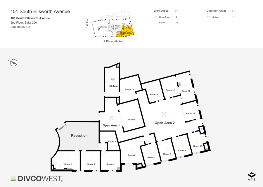 Floor plan of Partial 2nd Floor, Suite 200, 101 S. Ellsworth