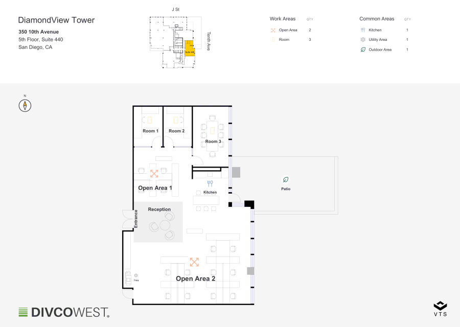 Floor plan of Partial 5th Floor, Suite 440, DiamondView Tower - 350 10th Avenue