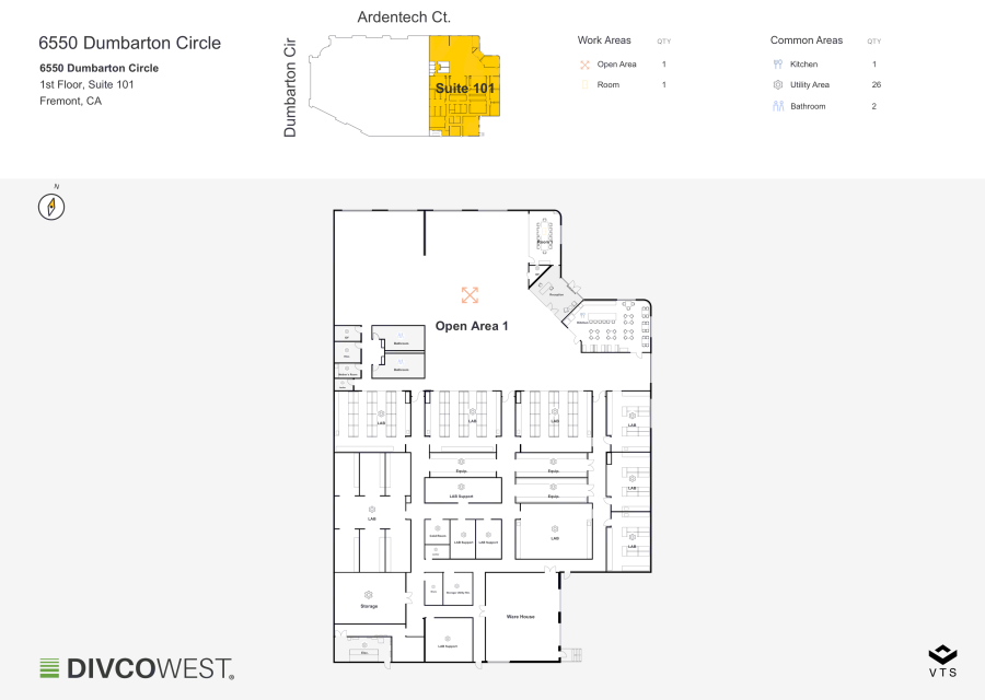 Floor plan of Partial 1st Floor, Suite 101, 6550 Dumbarton
