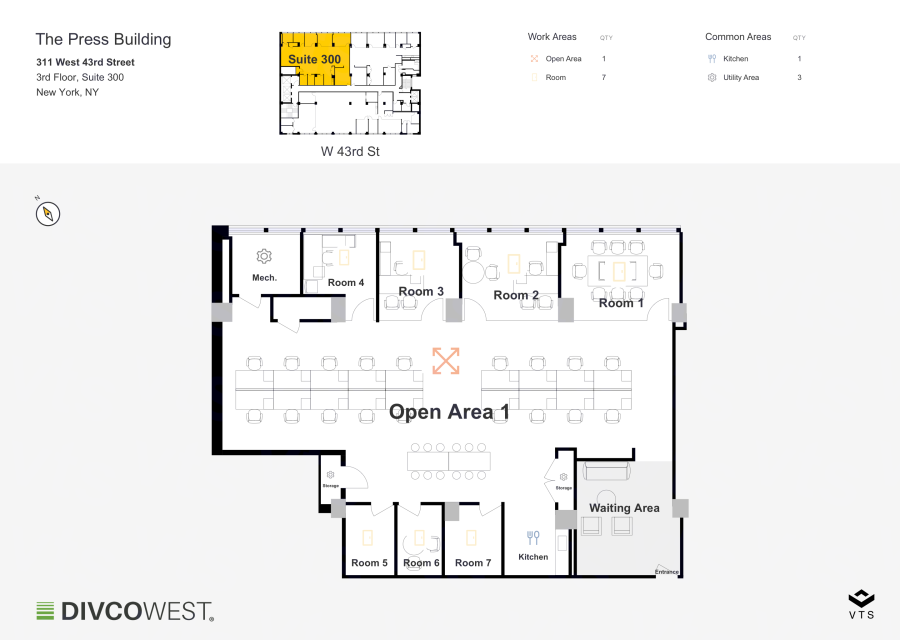 Floor plan of Partial 3rd Floor, Suite 300, The Press Building - 311 West 43rd Street