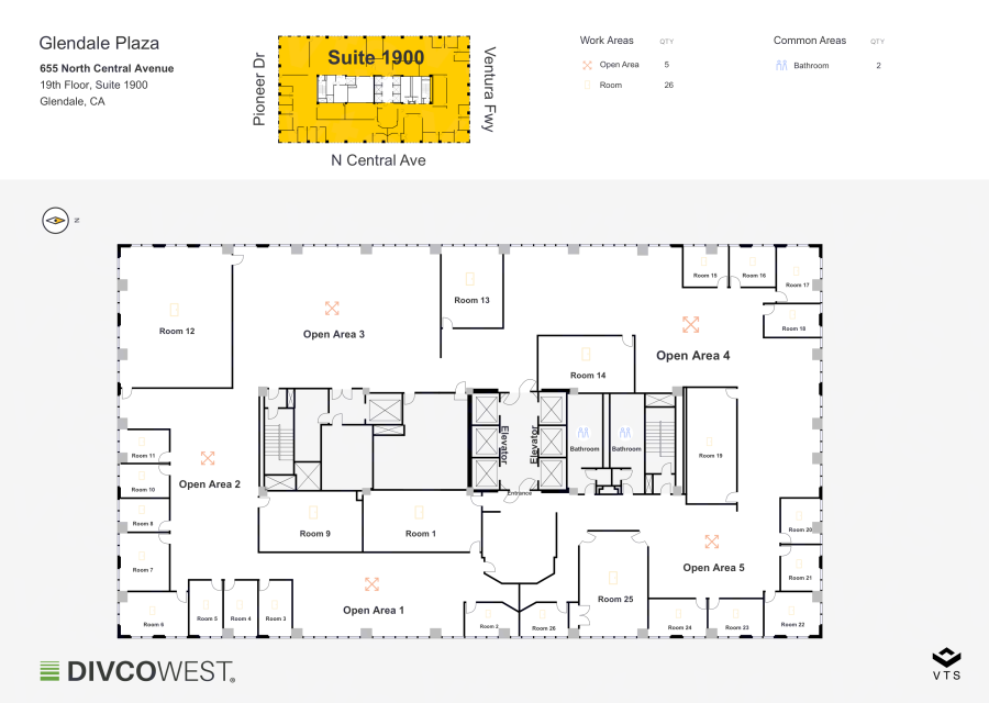 Floor plan of Entire 19th Floor, Suite 1900, 655 N. Central