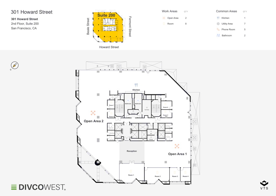 Floor plan of Entire 2nd Floor, Suite 200, 301 Howard Street