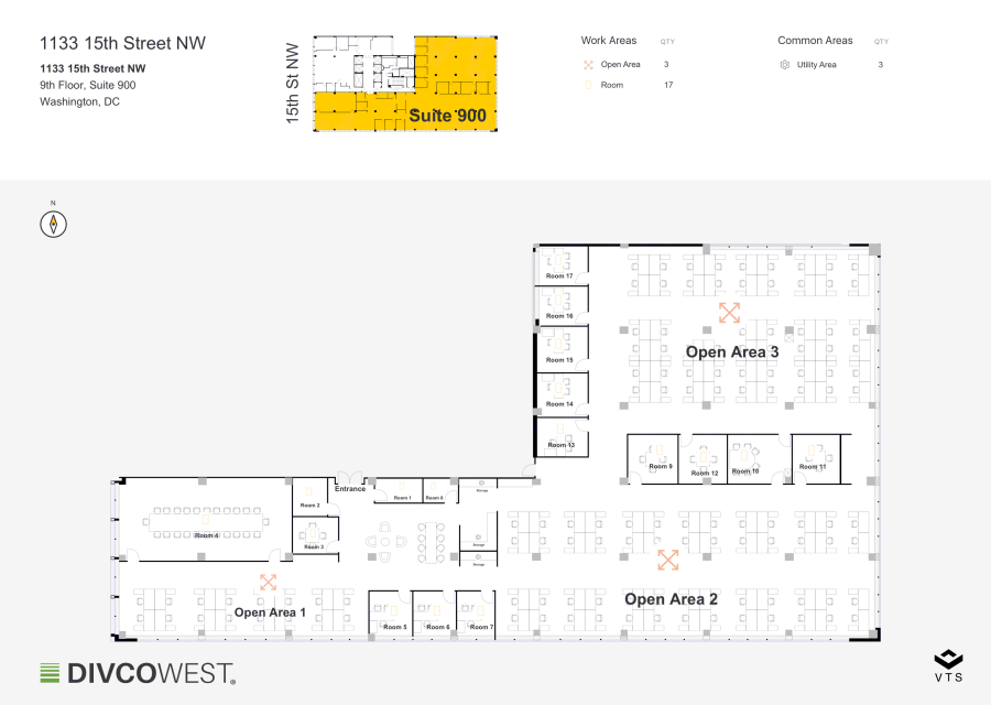 Floor plan of Partial 9th Floor, Suite 900, 1133 15th Street NW