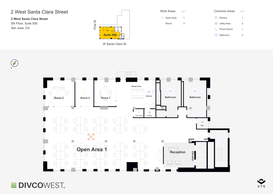 Floor plan of Entire 5th Floor, Suite 500, 2 West Santa Clara