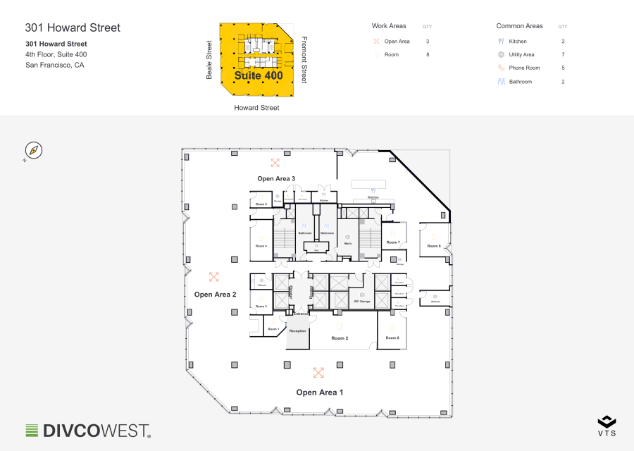 Floor plan of Entire 4th Floor, Suite 400, 301 Howard Street