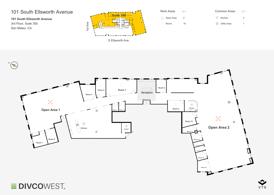 Floor plan of Partial 3rd Floor, Suite 350, 101 S. Ellsworth