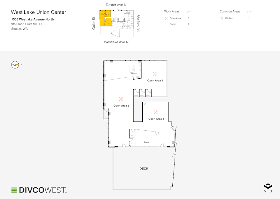 Floor plan of Partial 9th Floor, Suite 900 O, West Lake Union Center - 1505 Westlake Avenue North