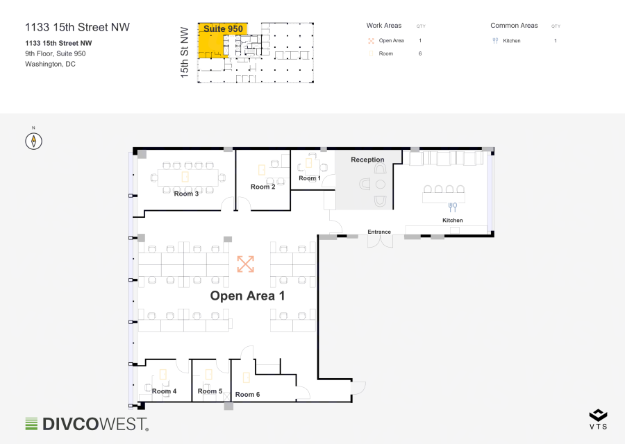 Floor plan of Partial 9th Floor, Suite 950, 1133 15th Street NW