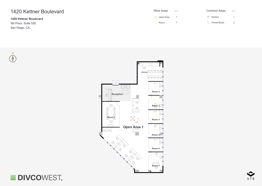 Floor plan of Partial 5th Floor, Suite 520, Kettner & Ash - 1420 Kettner Boulevard