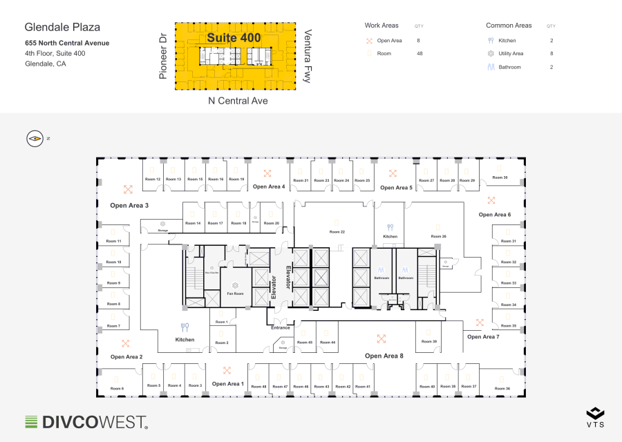 Floor plan of Entire 4th Floor, Suite 400, 655 N. Central