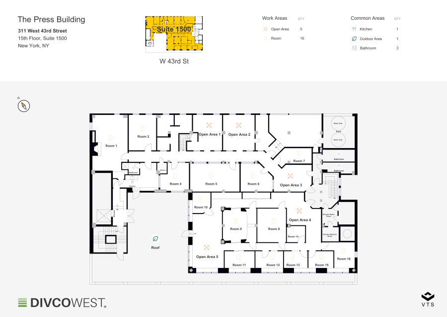 Floor plan of Entire 15th Floor, Suite 1500, The Press Building - 311 West 43rd Street