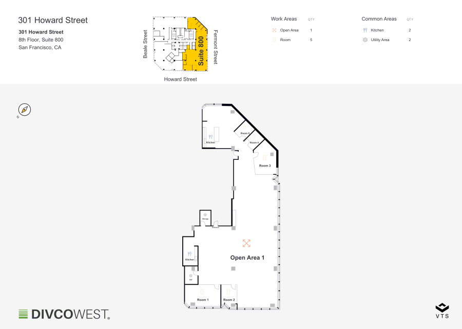 Floor plan of Partial 8th Floor, Suite 800, 301 Howard Street