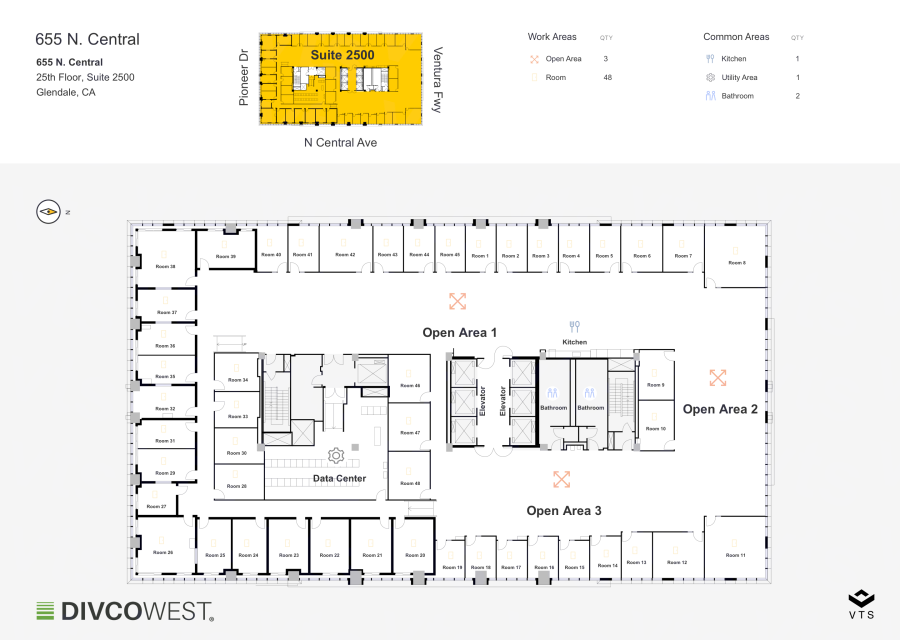 Floor plan of Entire 25th Floor, Suite 2500, 655 N. Central