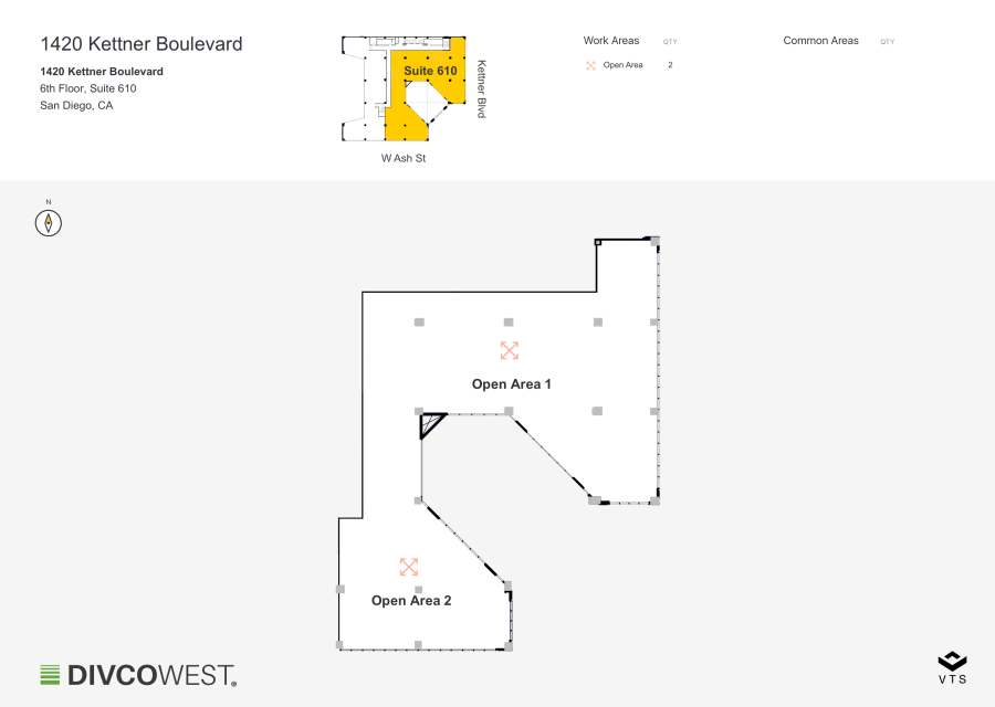 Floor plan of Partial 6th Floor, Suite 610, Kettner & Ash - 1420 Kettner Boulevard