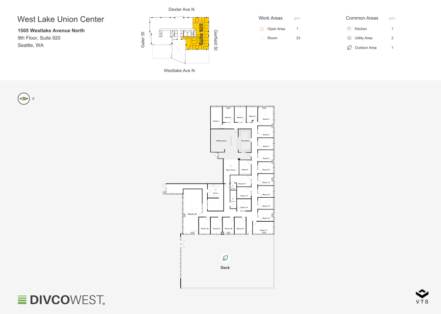 Floor plan of Partial 9th Floor, Suite 920, West Lake Union Center - 1505 Westlake Avenue North