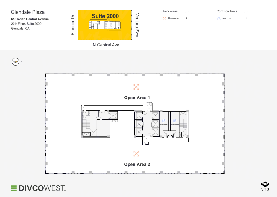 Floor plan of Entire 20th Floor, Suite 2000, 655 N. Central