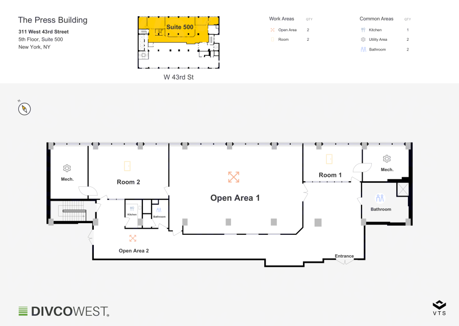 Floor plan of Entire 5th Floor, Suite 500, The Press Building - 311 West 43rd Street