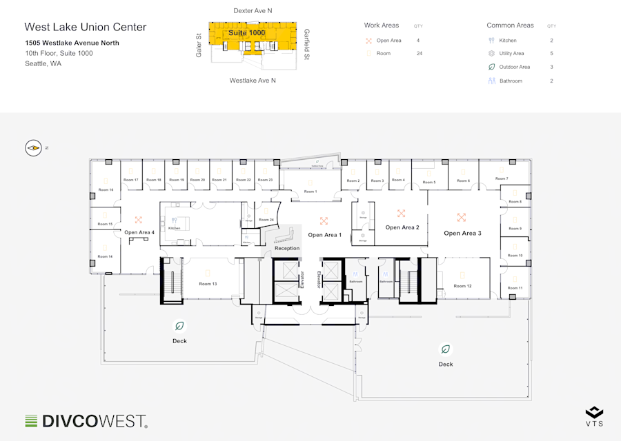 Floor plan of Entire 10th Floor, Suite 1000, West Lake Union Center - 1505 Westlake Avenue North