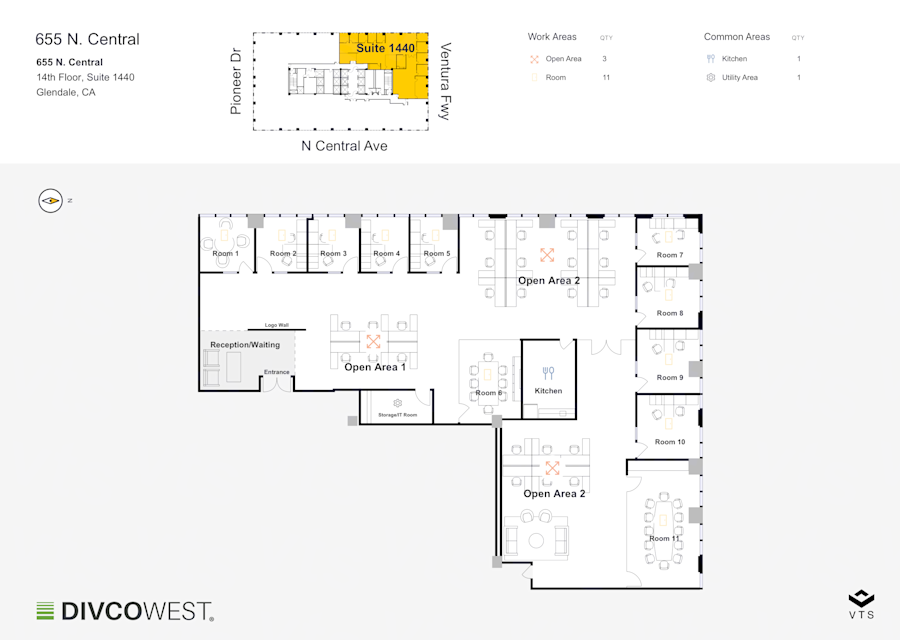 Floor plan of Partial 14th Floor, Suite 1440, 655 N. Central