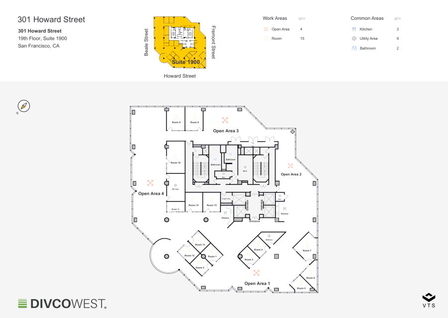 Floor plan of Partial 19th Floor, Suite 1900, 301 Howard Street