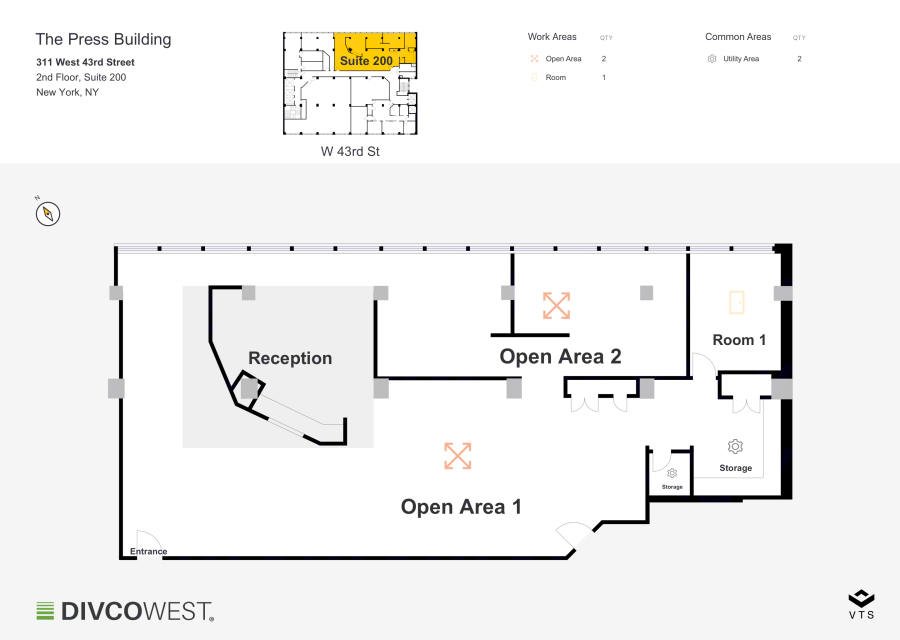 Floor plan of Partial 2nd Floor, Suite 200, The Press Building - 311 West 43rd Street