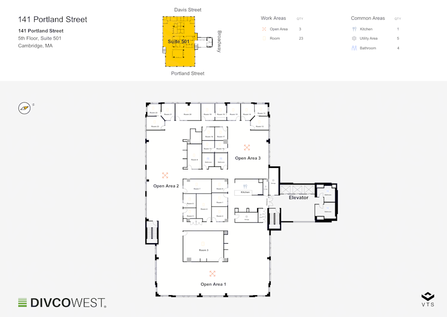 Floor plan of Entire 5th Floor, Suite 501, 141 Portland Street