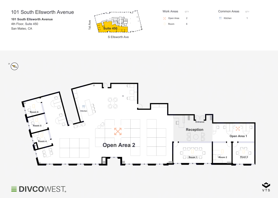 Floor plan of Partial 4th Floor, Suite 450, 101 S. Ellsworth