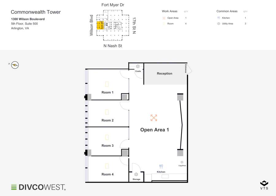 Floor plan of Partial 5th Floor, Suite 500, Commonwealth Tower - 1300 Wilson Boulevard