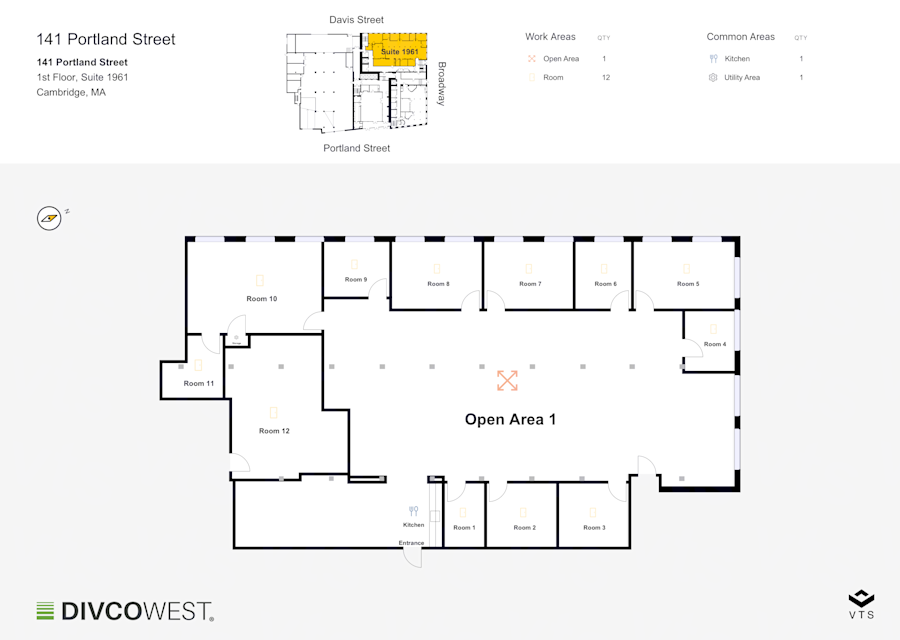 Floor plan of Partial 1st Floor, Suite 1961, 141 Portland Street