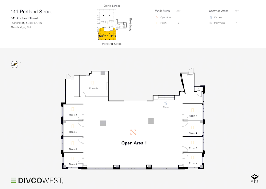 Floor plan of Partial 10th Floor, Suite 1001B, 141 Portland Street