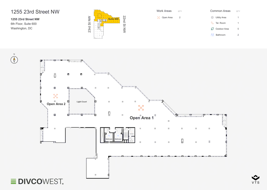 Floor plan of Partial 6th Floor, Suite 600, 1255 23rd Street NW