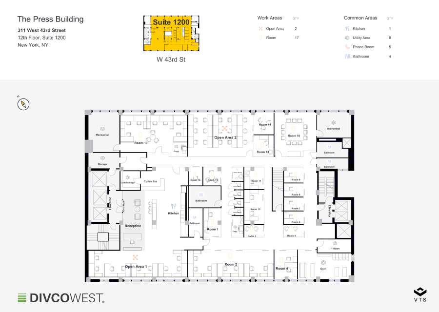 Floor plan of Entire 12th Floor, Suite 1200, The Press Building - 311 West 43rd Street