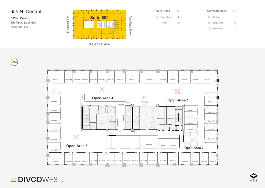 Floor plan of Entire 6th Floor, Suite 600, 655 N. Central