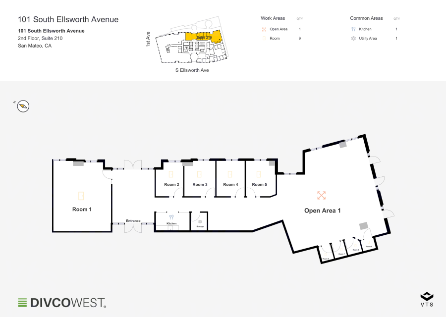 Floor plan of Partial 2nd Floor, Suite 210, 101 S. Ellsworth