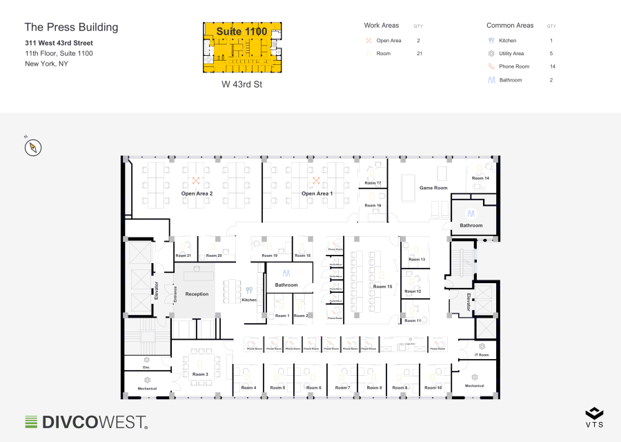 Floor plan of Entire 11th Floor, Suite 1100, The Press Building - 311 West 43rd Street