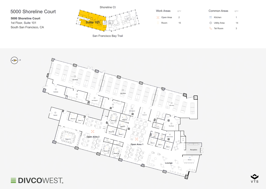 Floor plan of Partial 1st Floor, Suite 101, 5000 Shoreline